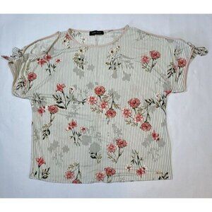 Ivanka Trump Blouse Striped Floral Print‎ Flowy women's Size Large